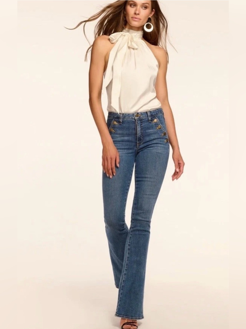 Ramy Brook Helena High-Rise Flare Jeans Medium Wash Size 26